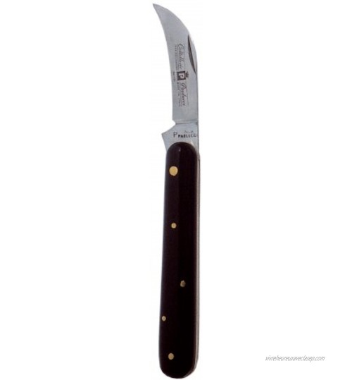 Couteau d'agriculture pour greffage professionnel manche noir lame en acier inoxydable.