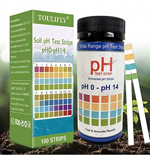 Testeur de Sol,Analyse Sol,Testeur pH Sol,pH Sol Testeur,Kit Analyse Sol,pH Soil Test Kit,Kit de Tests pH pour Analyse des Sols 0-14 pour des Fleurs Une Pelouse des Plantes,100 Bandes