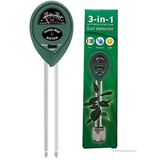 YUDIZWS Mesureur D'humidité du Sol 3-1 Testeur de pH du Sol Kits de Mesure l'humidité lumière du pH pour Soin des Plantes de Ferme du Jardin l'intérieur et de l'extérieur sans Pile,Vert