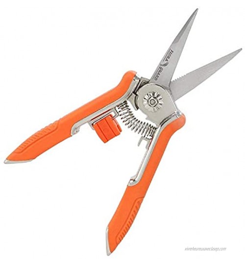 FLORA GUARD 16,5 cm Micro-Tip Sécateur Jardinage Main Sécateur Ciseaux de Coupe en Acier Inoxydable avec Orange