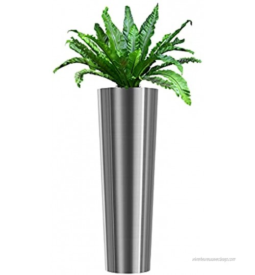wuuhoo® I jardinière Holly XL en acier inoxydable et en argent I grand vase de terre et colonne décorative pour des plantes I pour l'intérieur et l'extérieur