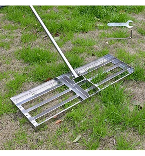 SurmountWay Lawn Leveling Rake Golf Outil de jardinage en acier inoxydable 2,15 m 25 x 76 cm