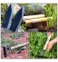 Huakaimaoyi Binette de jardin triangulaire multifonction tête en acier manche en bois pelle à mauvaises herbes outil de jardinage portable pour creuser le désherbage et plantation