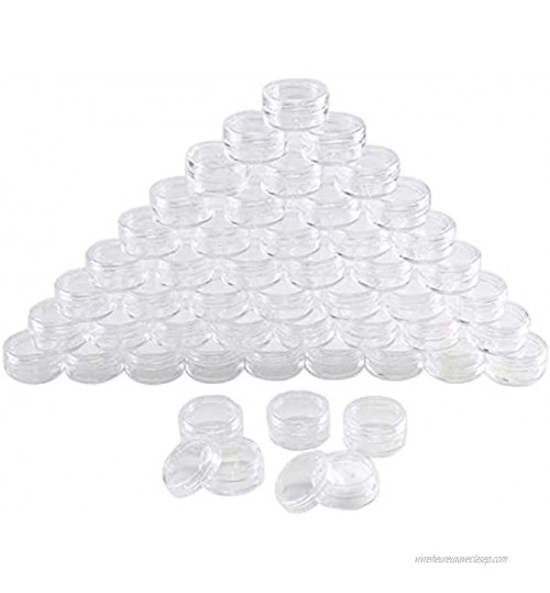 LIXSLT Lot de 100 petits contenants de 5 ml avec couvercles pour cosmétiques pots en plastique transparent pour échantillons de produits cosmétiques mini flacons de voyage