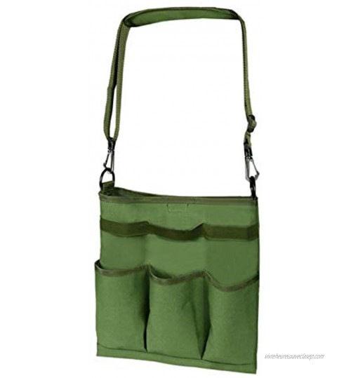 Porte-outils de jardin en bandoulière avec bandoulière Sac à outils de jardinage avec poches en toile 3 poches Vert
