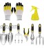 Kit d'outils de jardinage 9 en 1 Sécateur de jardin Gants de jardinage Sac et pulvérisateur de jardin en acier inoxydable jaune