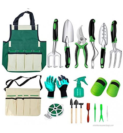 shoplease Outils de Jardinage 19 Pièces kit d'outils à Main en Acier Inoxydable Ensemble d'accessoires de pulvérisation de Sac fourre-Tout de Jardin