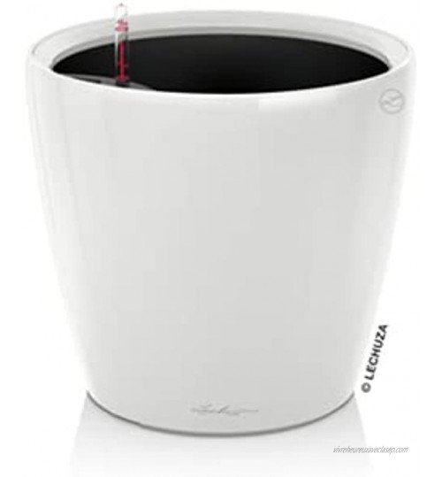 Lechuza – Pot de Fleurs d'Intérieur – Classico Premium LS 43 – Réserve d’Eau Intégrée – Coloris Blanc Laqué – Ø 43 x 40 cm
