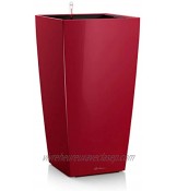 Lechuza – Pot de Fleurs d'Interieur – Premium Cubico – Réserve d'Eau Intégrée – Coloris Rouge Scarlet – 22 x 22 x 41 cm