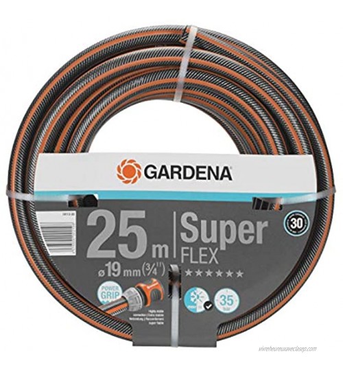Tuyau d'Arrosage Premium Superflex 19 mm de Gardena 3 4" 25 M : Tuyau à Profil Power-Grip Résistance à l'Éclatement de 35 Bars 18113-20