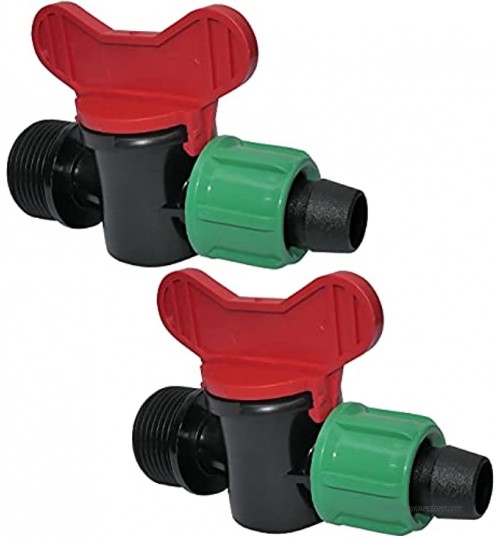 AERZETIX C48600 Lot de 2 robinets d'arrêt 16mm x 3 4'' pour tuyau d'arrosage pression 4 bars vanne filetage externe raccord adaptateur pour système d'irrigation goutte à goutte