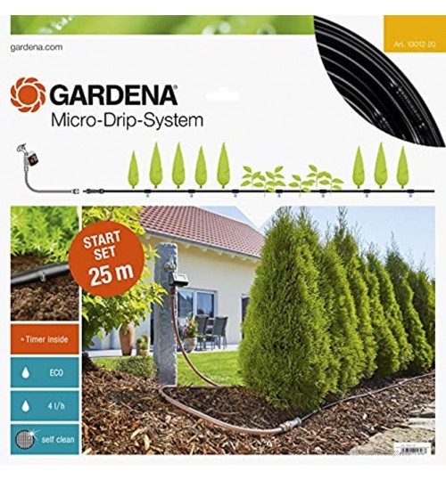GARDENA Micro-Drip-System Kit d'arrosage goutte-à-goutte pour rangées de plantes M automatic : système d'irrigation douce et économe en eau des plantations en rangées 13012-20