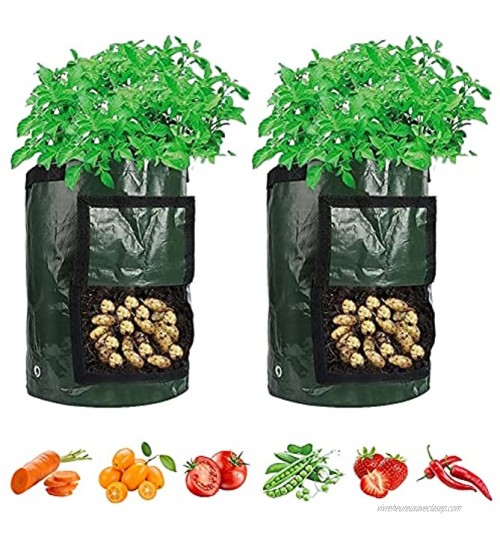 Sac de Plantation de Pomme de Terre,BKJJ 2pcs 10 Gallons Sac de Legumes,Sacs de Plantes Biodégradables avec Poignées pour Pommes De Terre Carottes Fraises Grow Bag