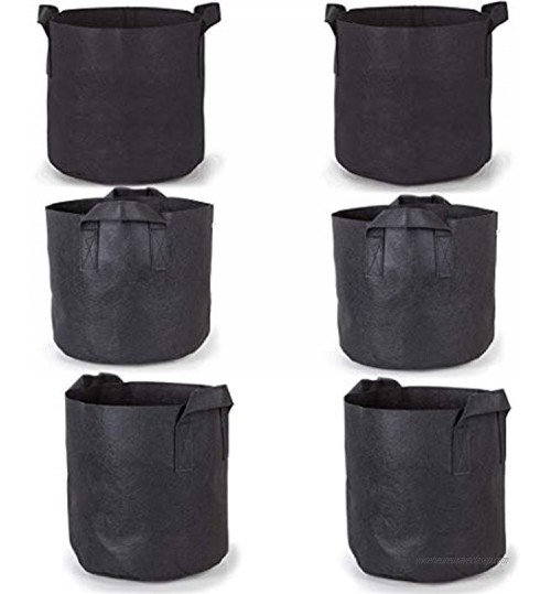 Sacs de culture Paquets de 6 packs 7 gallons de pour plantes de jardin Vases en tissu polaire avec poignées de ceinture Sacs de culture noirs 7gallons