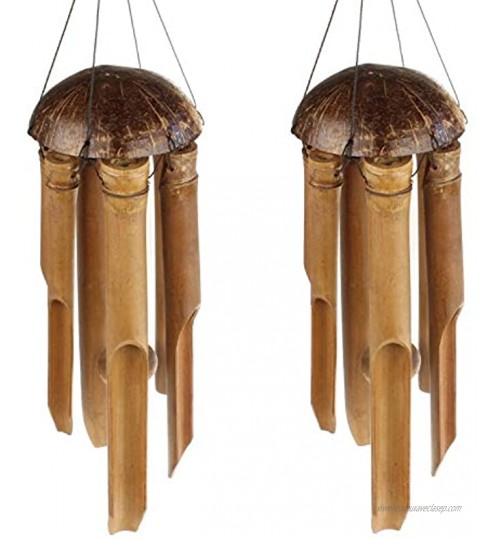 MACOSA HOME Lot de 2 carillons à vent en bambou et coco Décoration de jardin intérieure ou extérieure 100 cm