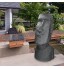 ECD Germany Statue de l'Île de Pâques Moai Rapa Nui Figure de Tête 56 cm Haut en Résine de Pierre Moulée Résistant aux Intempéries Anthracite Décoration Maison Jardin Sculpture Intérieur Extérieur