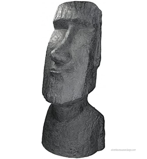 ECD Germany Statue de l'Île de Pâques Moai Rapa Nui Figure de Tête 56 cm Haut en Résine de Pierre Moulée Résistant aux Intempéries Anthracite Décoration Maison Jardin Sculpture Intérieur Extérieur