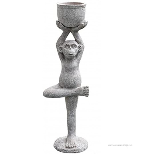 LONG-L Statue De Yoga De Singe-Figurine De Yoga Animale,Sculpture De Pot De Fleur De Yoga,Sculpture De Jardin Intérieur Extérieur pour Patio,Cour Ou Pelouse,C-Light Gray