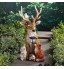 Sculptures et statues de jardin renne illuminé de Noël en plein air statues de cerf de jardin lumières solaires ornement de sculpture d'animal de dessin animé en résine pour la maison à l'extérieu