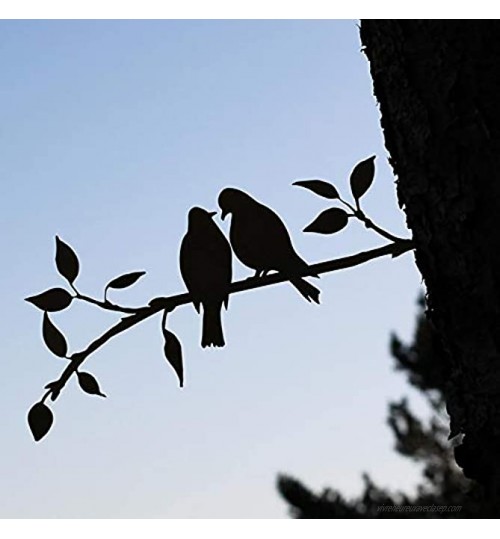 XeonZone Silhouette en Acier d'oiseau en Métal,Statue Oiseaux Décor d'arbre d'art de Figure,Oiseaux sur la Branche de Décoration Murale d'art en Métal à Suspendre pour Jardin Intérieur Extérieur,C