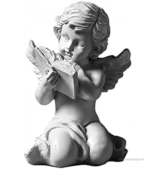 Xzbling Little Angel Statue Résine Adorable Chérubins Anges Statues Figurine Gardien Lecture Ange Jardin Wings Angel Sculpture Mignon Petit Ange Collection Angel Commémoratif Statue