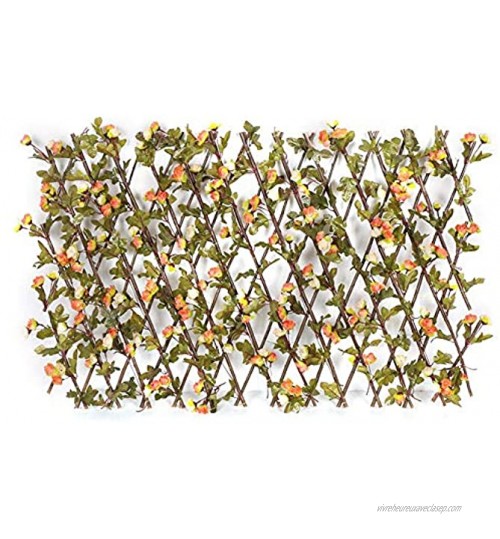 Clôture extensible en treillis rétractable treillis en bois artificiels avec des feuilles de fleurs vives décoration de jardin écran de protection en treillis écran de confidentialité Backyard