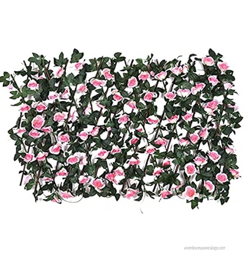 Clôture Jardin Palissade Jardin Panneaux de haies de feuilles de boutons de fleurs extensibles Clôture de haie en bois Rouleau de dépistage Décoration de jardin Panneau de clôture d'écran de con