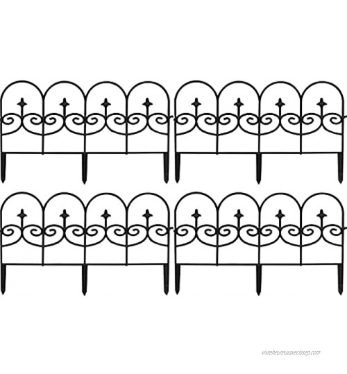 SDFR Lot de 4 panneaux de clôture de jardin décoratifs Clôture pliable Résistant à la rouille Pour terrasse parterre de fleurs Barrière pour extérieur En vinyle 57 x 31 cm