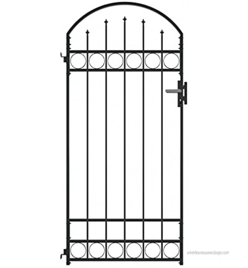 vidaXL Portail de Clôture avec Dessus Arqué Porte de Clôture Portillon de Jardin Porte de Jardin Portillon de Patio Extérieur 89x200 cm Noir