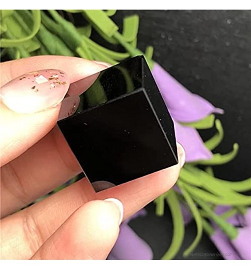 DAJIA Naturel Noir Obsidienne Quartz Cristal Cube Cristal Pierre Spécimen Poli Minéraux Pierre De Guérison Décoration de La Maison