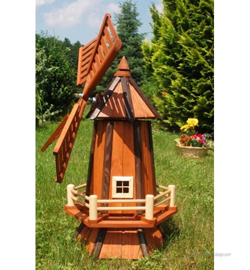 Deko-Shop-Hannusch Grand moulin à vent décoratif en bois enduit avec roulement à billes