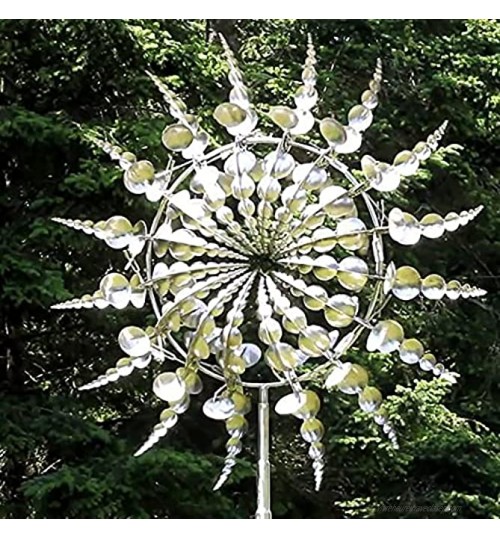 Jxuan Moulin à Vent en Métal Unique Et Magique Diamètre Spinners à Vent en Métal Cinétique avec Piquet en Métal Sculpture du Vent Et Capteur De Vent pour La Cour Patio Jardin