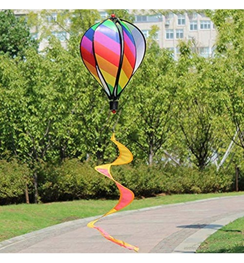 Mobile à vent 6 panneaux arc-en-ciel montgolfière décoration à suspendre pour cour et fête de jardin style 1