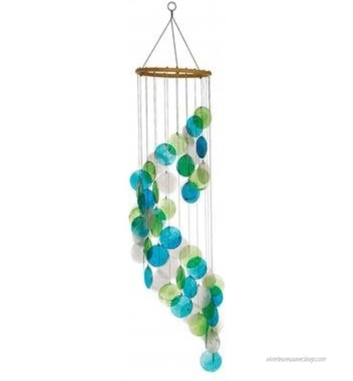 Mobile feng shui carillon éolien vert spirale motif coquillage nacré turquoise