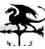 Alnicov Girouette vintage en métal avec motif animal Noir Indicateur de direction du vent Pour jardin toit padel Décoration Girouette dragon du feu