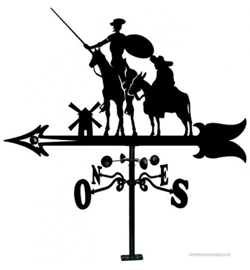 Arthifor Girouette de toit avec silhouette de Don Quijote et Sancho Noir satiné