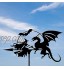 ZSMLB Ornement de Sculpture girouette extérieure en métal en Acier Inoxydable girouette rétro scène de Ferme Jardin girouette sorcière et Dragon Noir