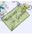 Cabilock Pancarte de bienvenue à papillon en métal pour le jardin la porte d'entrée la maison Vert