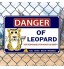 GORGECRAFT Danger of Leopard Signe Étain Métal Suspendu Affiche Murale pour Extérieur Zoo Jardin Cour Décoration 12x8 Pouce