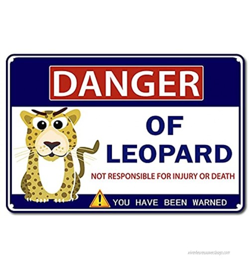 GORGECRAFT Danger of Leopard Signe Étain Métal Suspendu Affiche Murale pour Extérieur Zoo Jardin Cour Décoration 12x8 Pouce