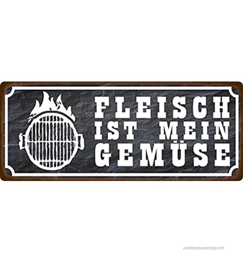 Plaque en métal 27 x 10 cm Avec inscription en allemand « Fleischist mein Gemüse Grillen »