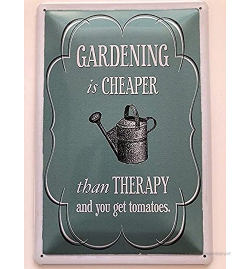 Plaque en métal avec inscription en allemand « Gardening is Cheaper Garten » 20 x 30 cm