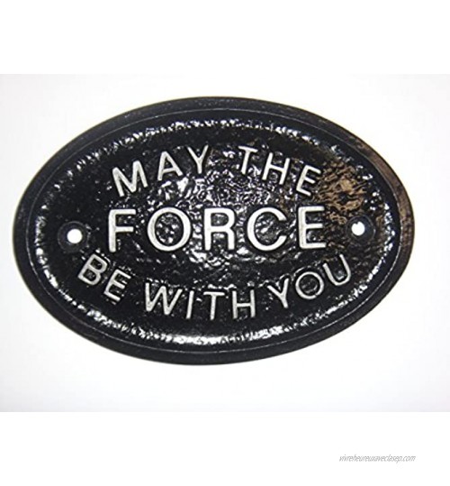 Plaque murale Noire avec lettrage argenté en relief Inscription : « May The Force Be With Force Be » Pour mur de jardin ou clôture