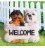Signe de Bienvenue pour la Porte Dentrée Deux chiens accueillent le jardin décor de jardin chiens de chiens de chiens pour patio porche jardin pelouse et yard greeter sculpture Décoration de la Maison