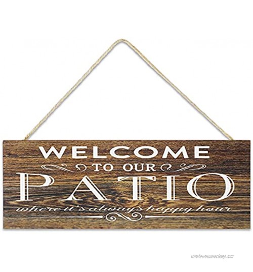 Signe Welcome to Our Patio Panneau en Bois de Ferme Rustique Panneaux de Patio en Bois Panneaux Extérieurs Intérieur de Patio pour Porte d'Entrée Jardin Style Vintage 14 X 5,2 Pouces