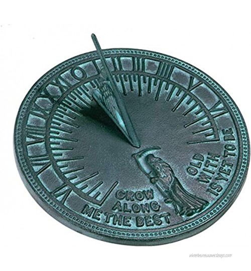 Ancien NAUTICALS Cadran solaire Père Time Finition verdigris en fonte Diamètre 11,5 cm