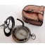 Asmara Cadran solaire en laiton antique Cadran solaire vintage avec bouton poussoir Cadran solaire avec boîtier en cuir D