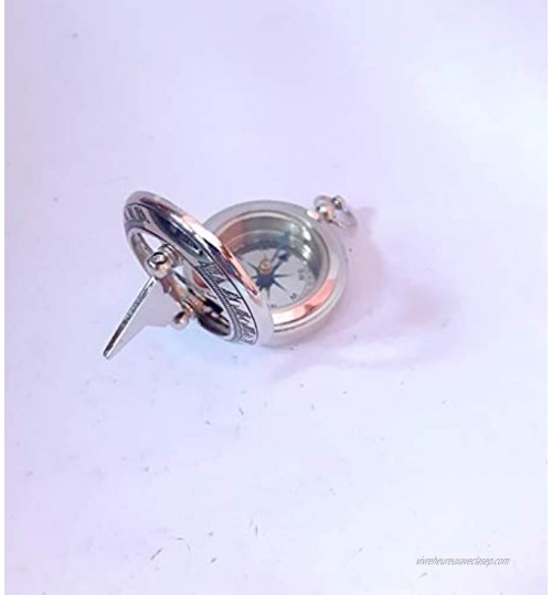 Ganga Boussole à cadran solaire en laiton nautique avec bouton poussoir