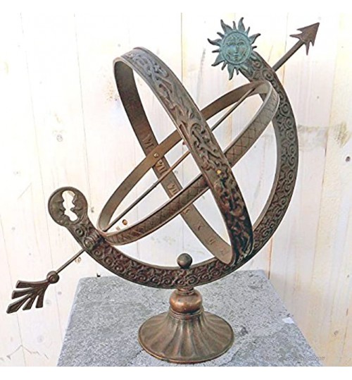 H. Packmor GmbH Sculpture en bronze Cadran solaire et lune Décoration pour la maison et le jardin 30 x 48 x 30 cm
