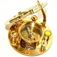 Nautical.Gift.Decor Horloge solaire fascinante en laiton massif avec boussole incrustée et girouette gravée 7,6 cm